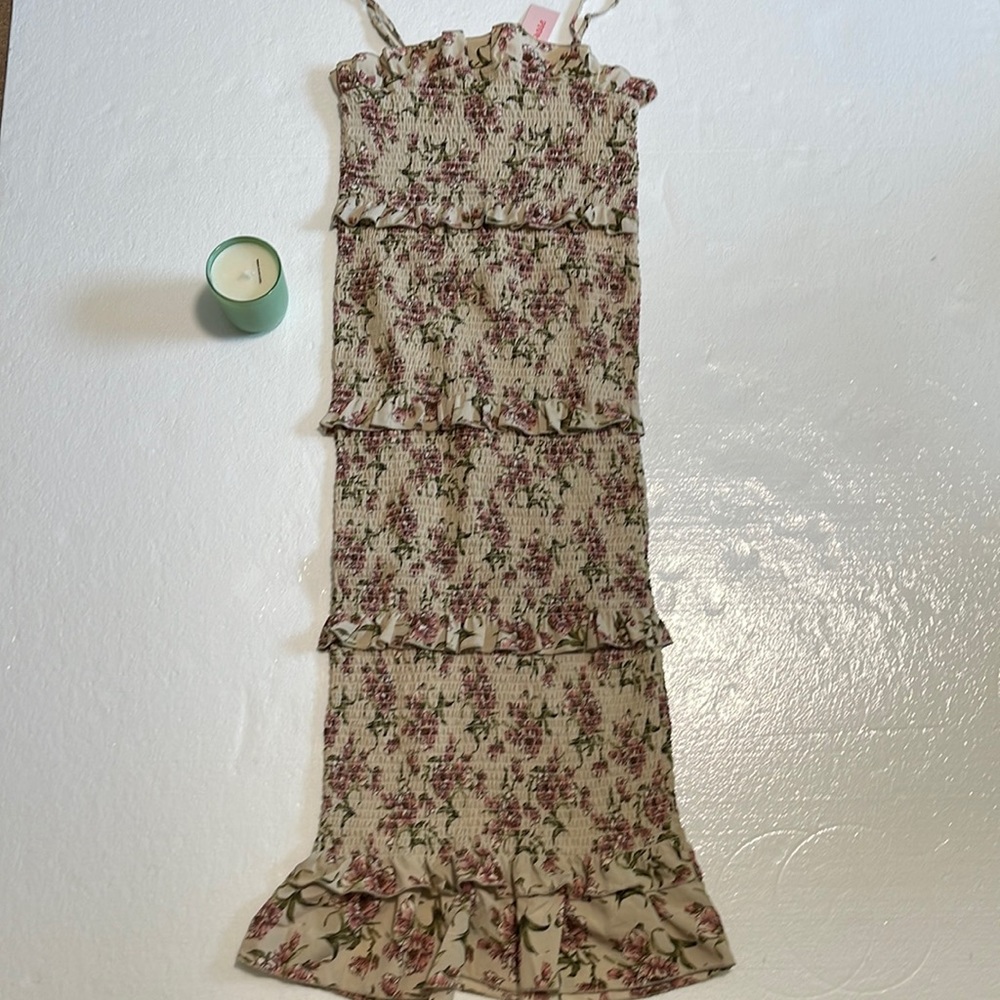 Frille Rose rouged ruffle dress